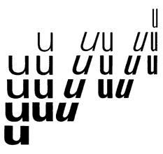 Схема начертаний гарнитуры Univers (1957) Адриана Фрутигера.